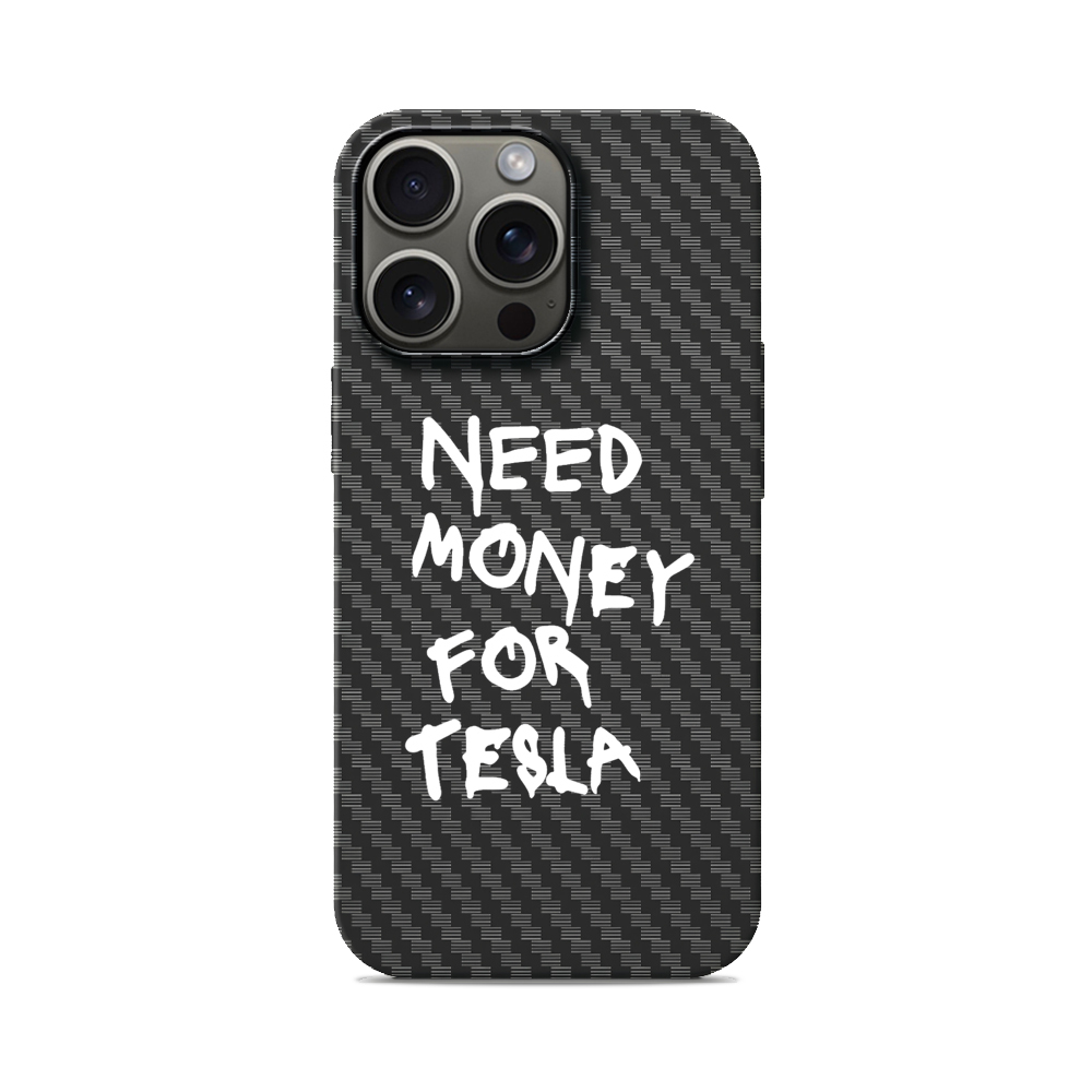 Карбоновий чохол з MagSafe для iPhone Need Money For Tesla Need Money For Tesla