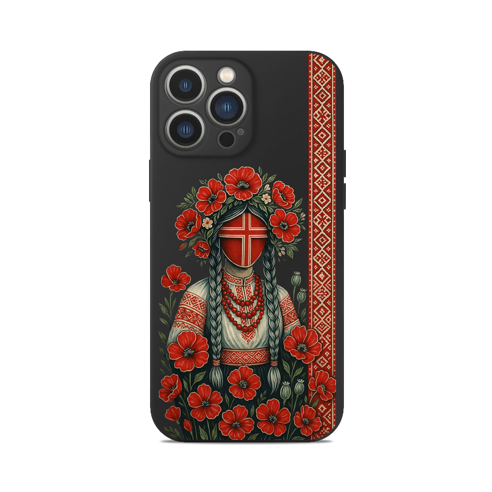 Чохол для iPhone ЛЯЛЬКА МОТАНКА ЧЕРВОНІ КВІТИ